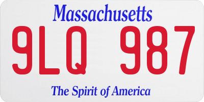 MA license plate 9LQ987