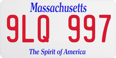 MA license plate 9LQ997