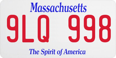 MA license plate 9LQ998