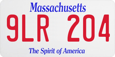 MA license plate 9LR204