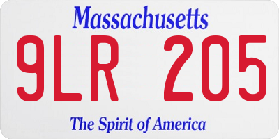 MA license plate 9LR205