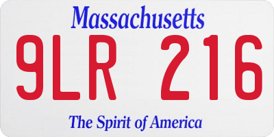 MA license plate 9LR216