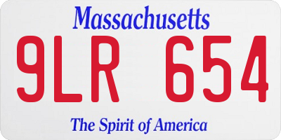MA license plate 9LR654