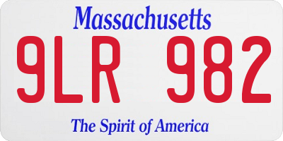 MA license plate 9LR982