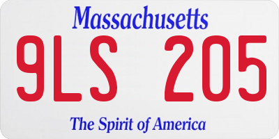 MA license plate 9LS205
