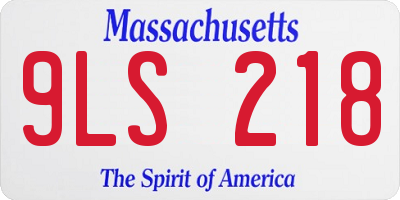 MA license plate 9LS218