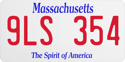 MA license plate 9LS354