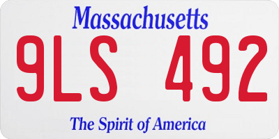 MA license plate 9LS492