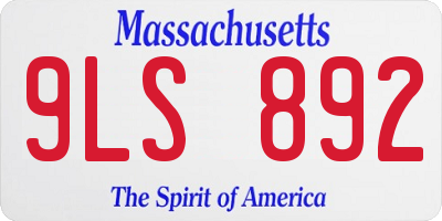MA license plate 9LS892