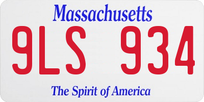 MA license plate 9LS934