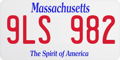 MA license plate 9LS982