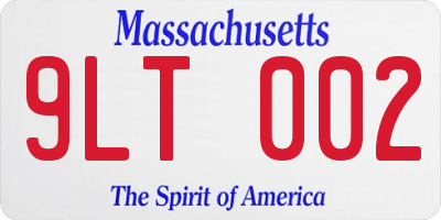 MA license plate 9LT002