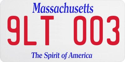 MA license plate 9LT003
