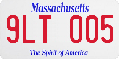 MA license plate 9LT005