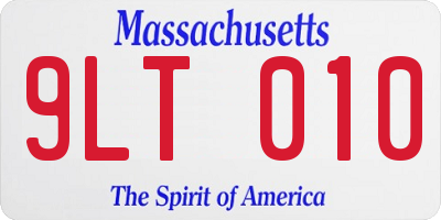 MA license plate 9LT010