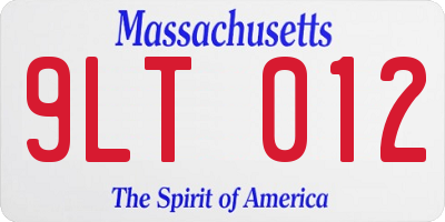 MA license plate 9LT012