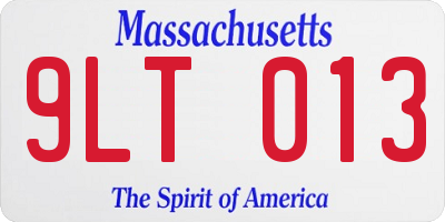 MA license plate 9LT013