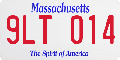 MA license plate 9LT014