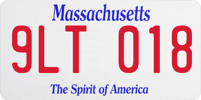 MA license plate 9LT018