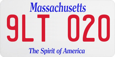 MA license plate 9LT020