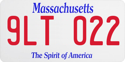 MA license plate 9LT022