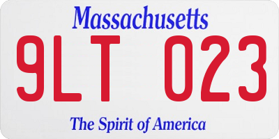 MA license plate 9LT023