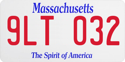 MA license plate 9LT032