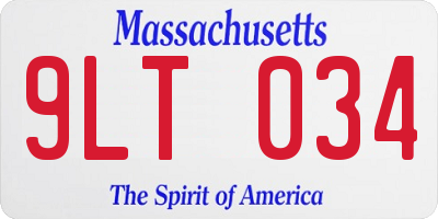 MA license plate 9LT034