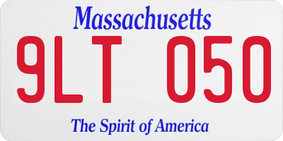 MA license plate 9LT050