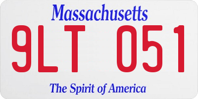 MA license plate 9LT051