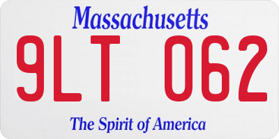 MA license plate 9LT062