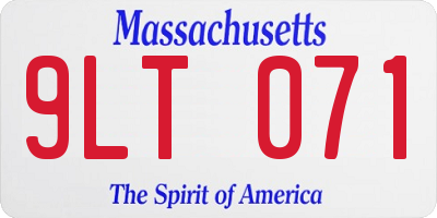 MA license plate 9LT071