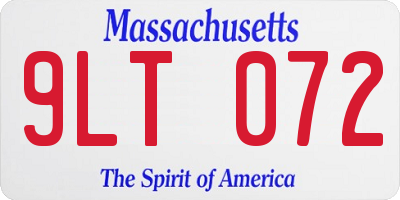 MA license plate 9LT072