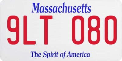 MA license plate 9LT080