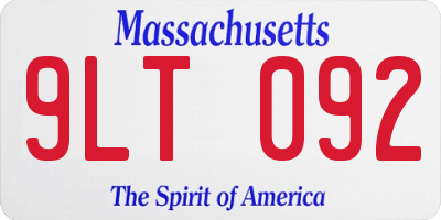 MA license plate 9LT092