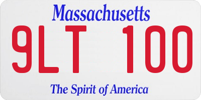 MA license plate 9LT100