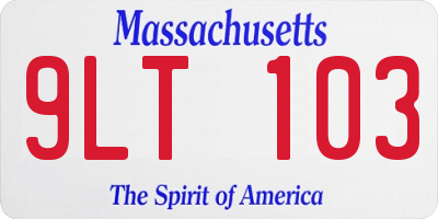 MA license plate 9LT103