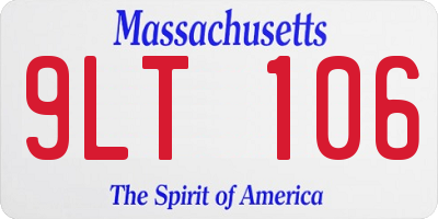 MA license plate 9LT106