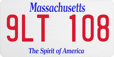 MA license plate 9LT108