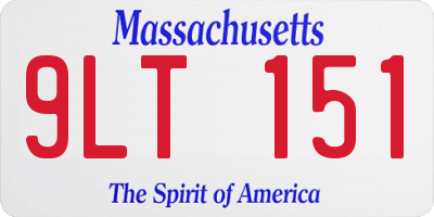 MA license plate 9LT151