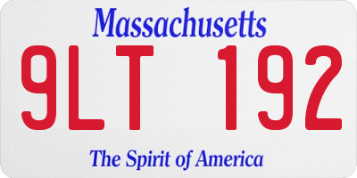 MA license plate 9LT192