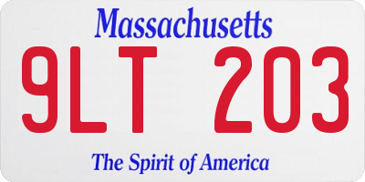 MA license plate 9LT203