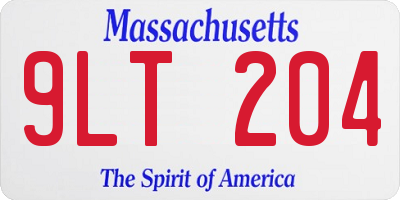 MA license plate 9LT204