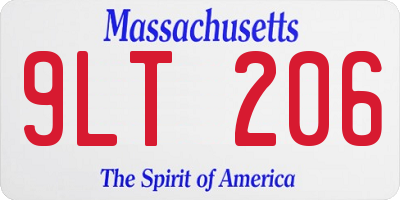 MA license plate 9LT206