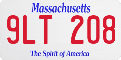MA license plate 9LT208