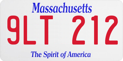 MA license plate 9LT212