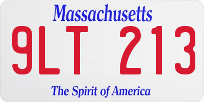 MA license plate 9LT213