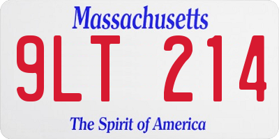 MA license plate 9LT214
