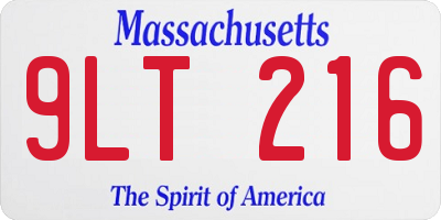 MA license plate 9LT216