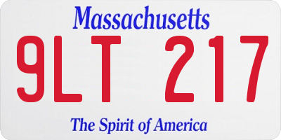 MA license plate 9LT217
